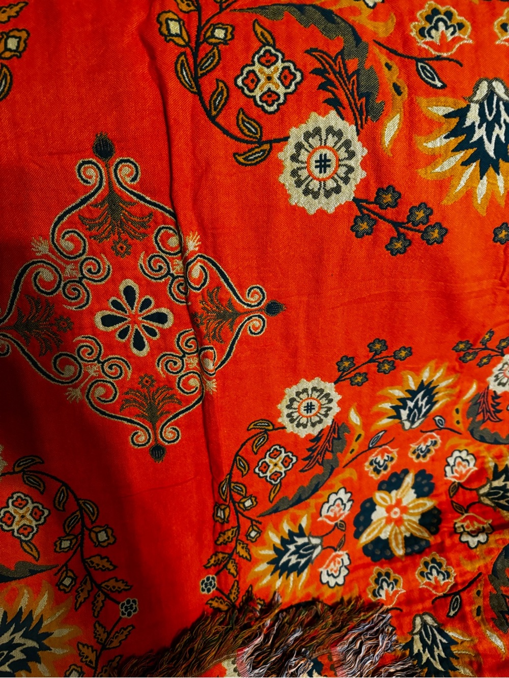 LUTBM Boho Throw Blanket For Bed 60"X80", 100% Cotton Orange Couch Blankets